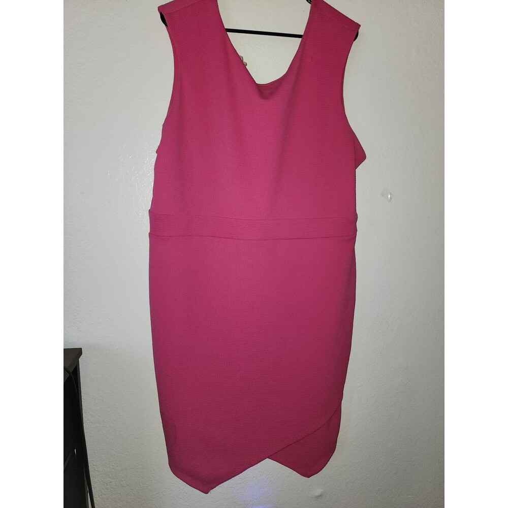 AA Studio Pink Textured Zigzag Knit Assymetrical Bottom Dress 2X